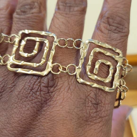 Ancient Greece Swirl Design Bracelet • Pale Goldtone • Clasp Closure - Picture 2 of 5